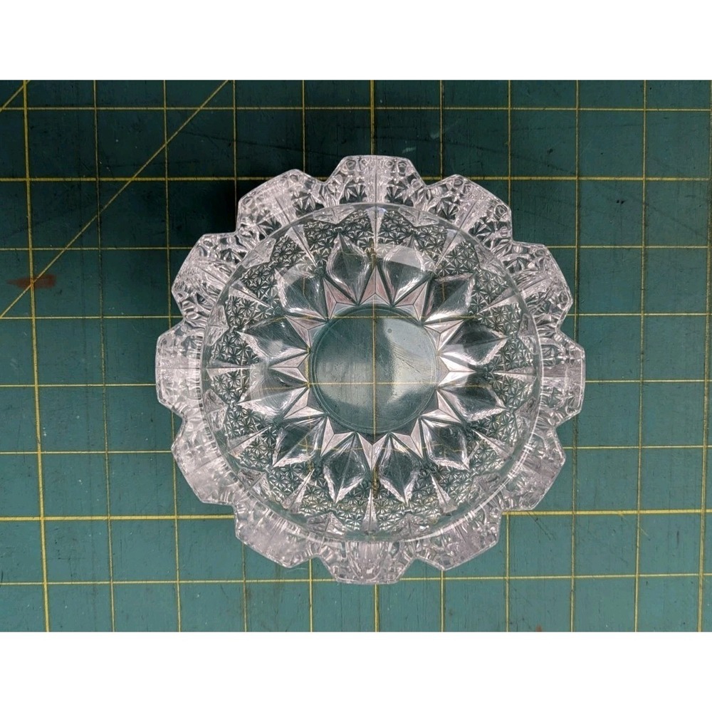 Cut Glass Starburst Ash Tray 5" Diameter and 2 " Height Clear